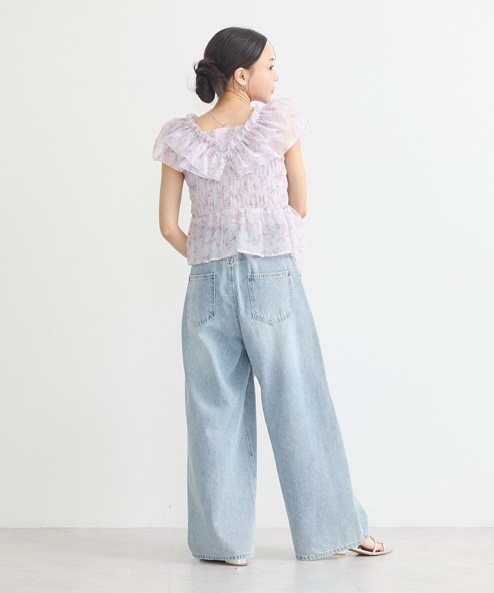 earth music&ecology ダブルフリルノースリブラウス 