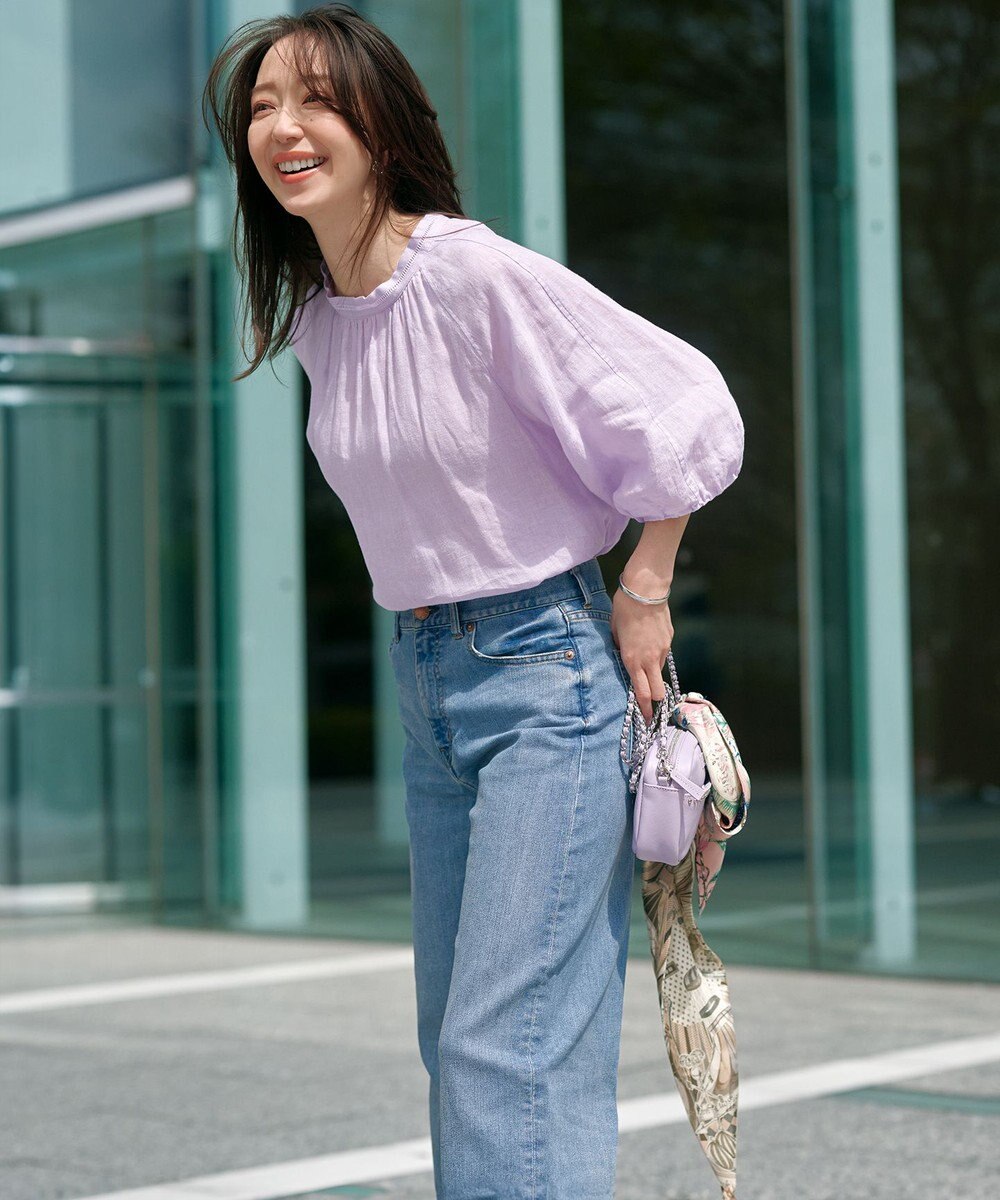 23区 【洗える】LIBECOリネン ボリュームスリーブ ブラウス 