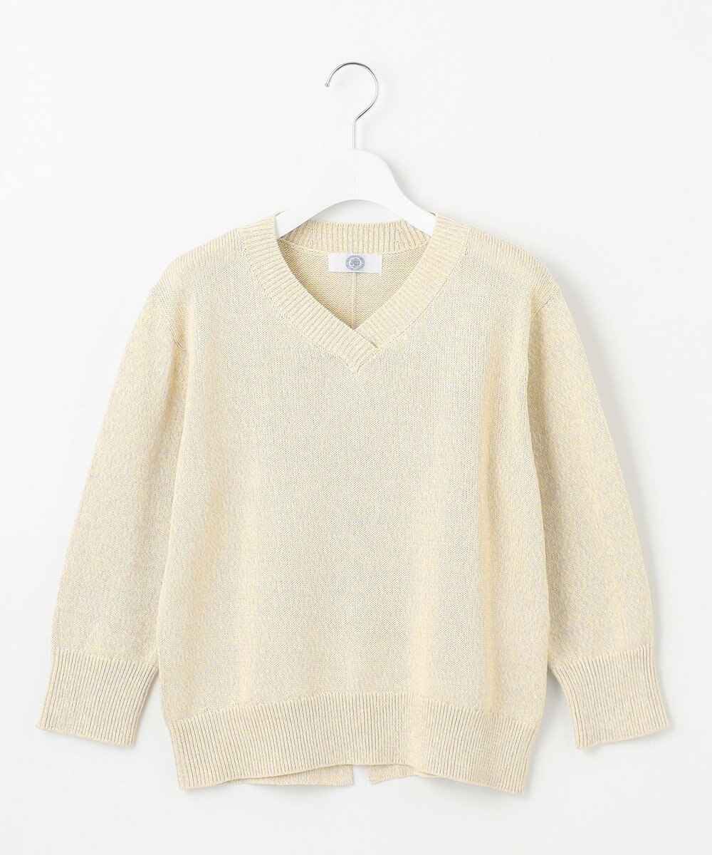 J.PRESS LADIES 【洗える】GIMA COTTON ミックスカラー Vネック ニット 