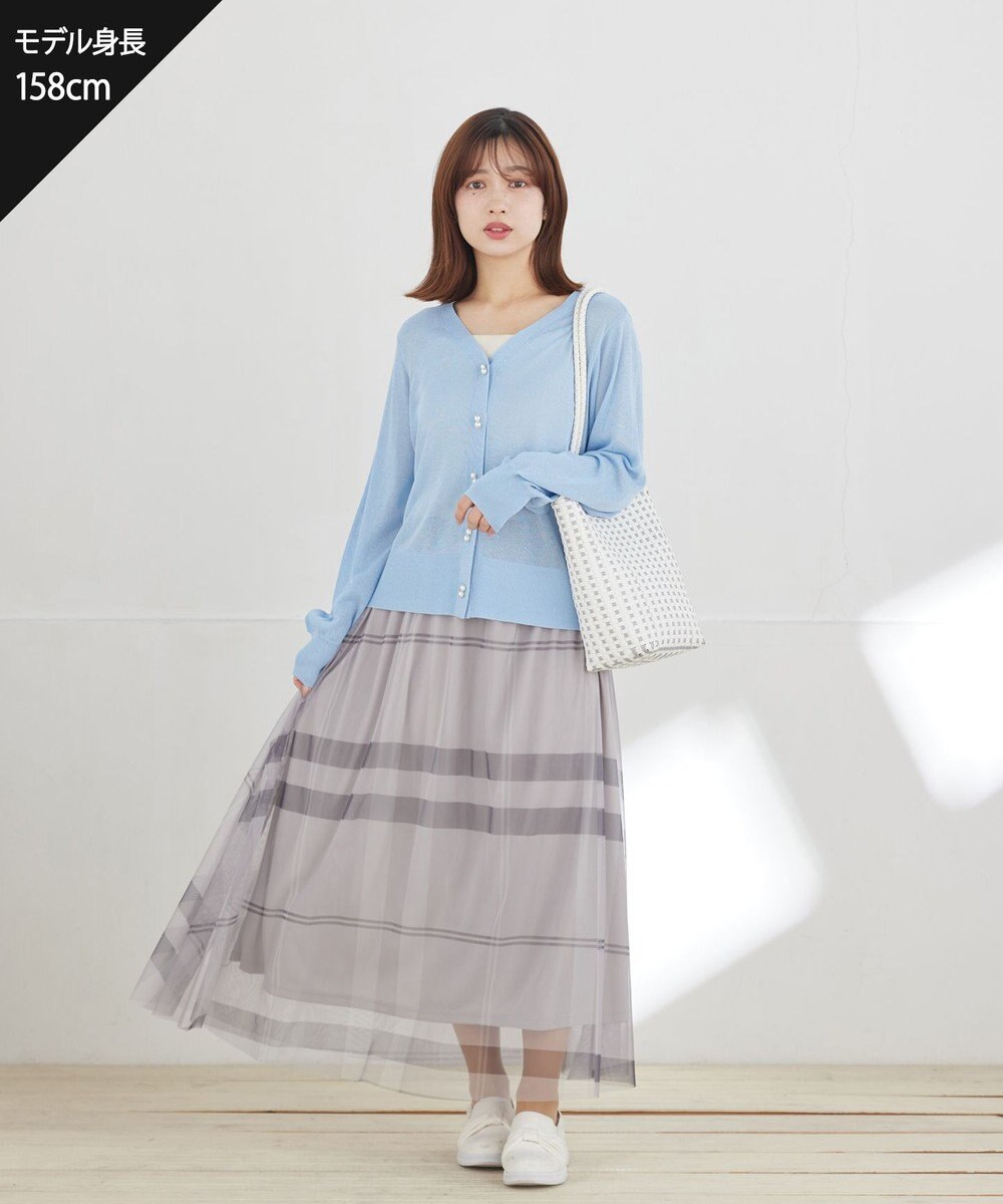 Tiaclasse L チュールレースチェックスカート 