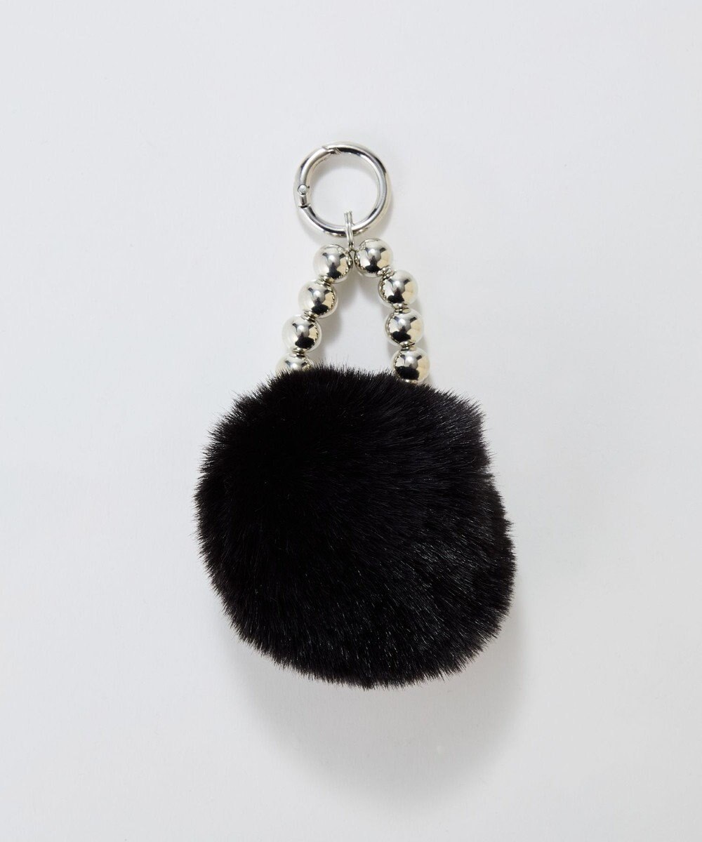 Phoebe メタルボールファーバッグチャーム　ブラック 
