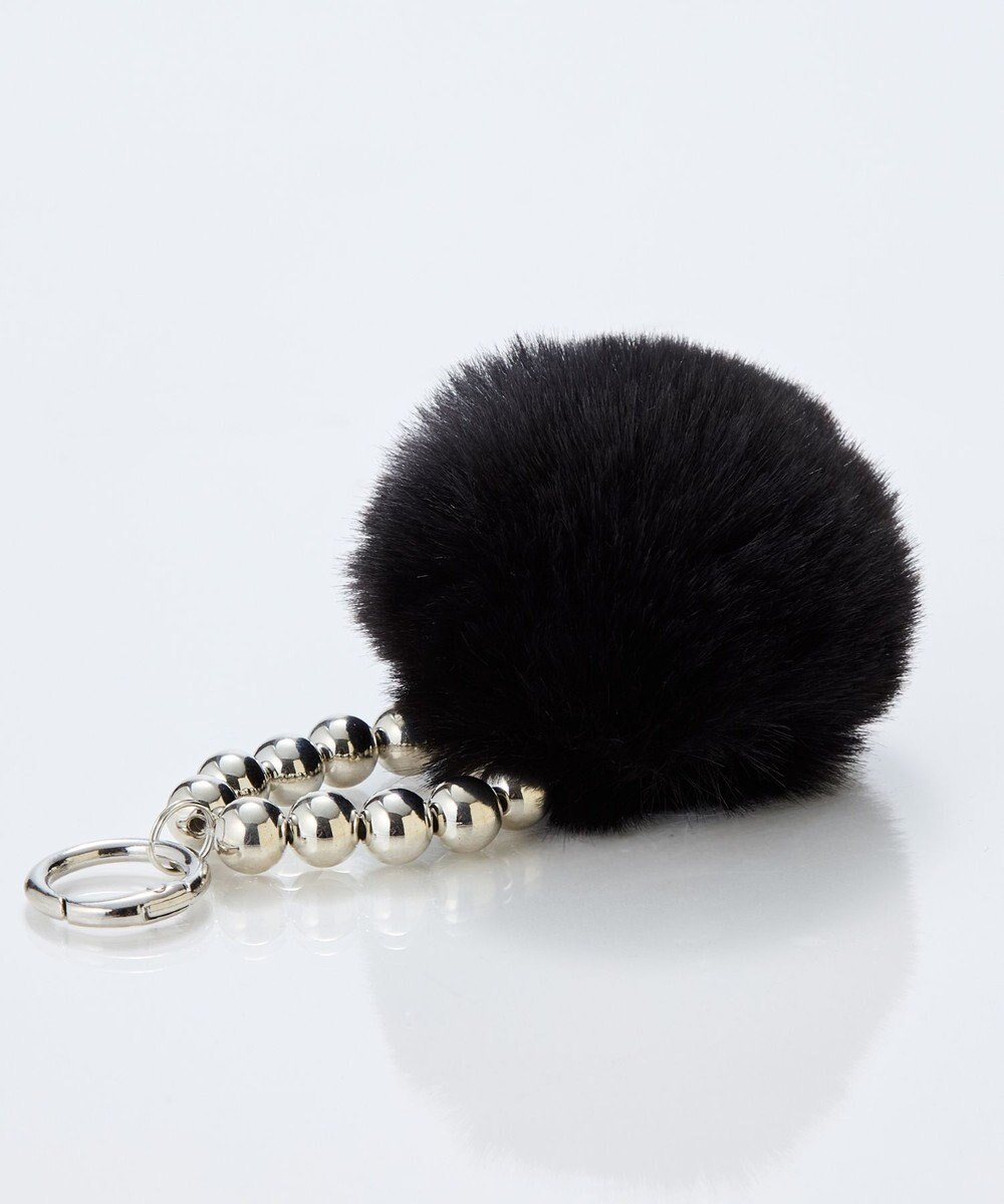 Phoebe メタルボールファーバッグチャーム　ブラック 