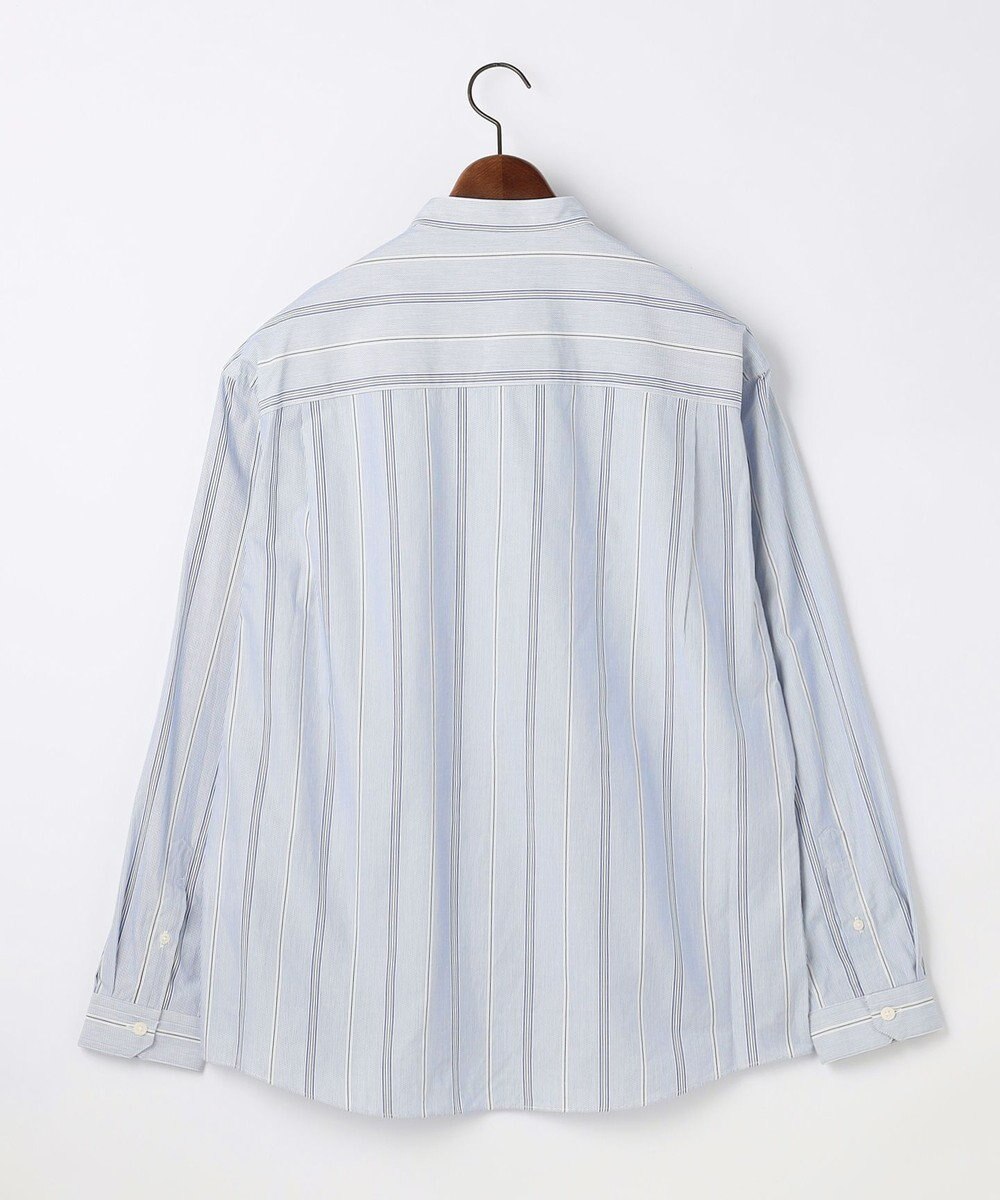 JOSEPH ABBOUD 【シルクブレンド】シルクコットンストライプバンドカラー シャツ 