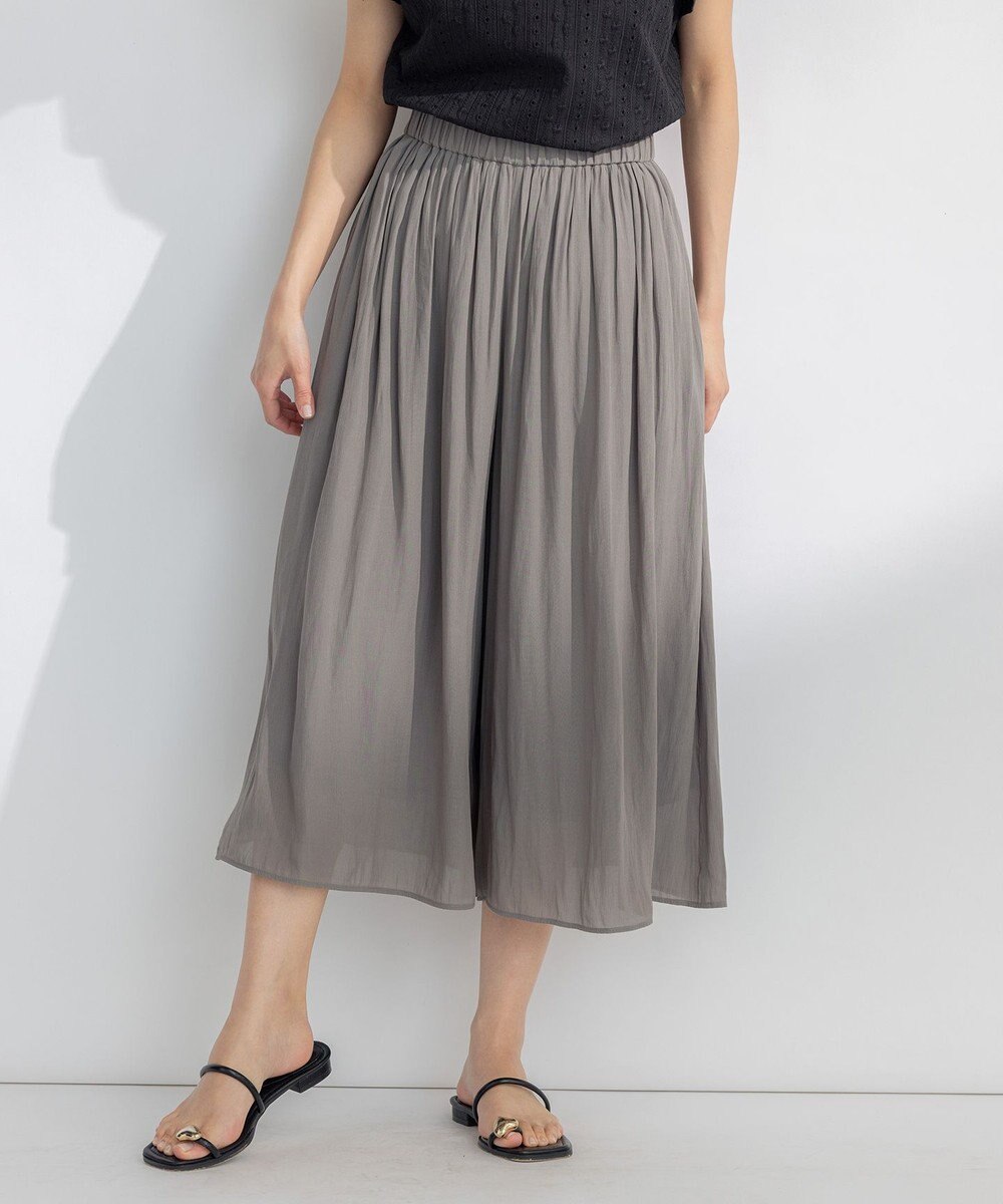 組曲 【ウエストゴム・WEB限定】シアープリーツライクシフォン パンツ 