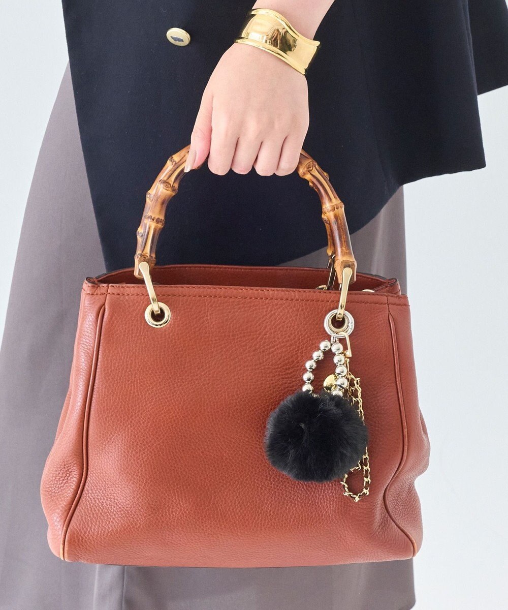 Phoebe メタルボールファーバッグチャーム　ブラック 