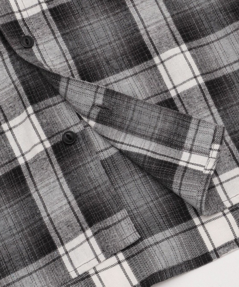 WEGO 【25年秋冬新作/ユニセックス着用ITEM/MLサイズ展開】オンブレチェックフードネルシャツ（LS） 