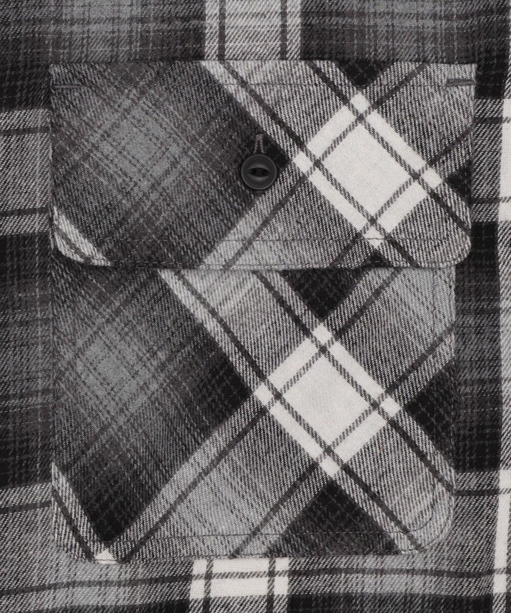 WEGO 【25年秋冬新作/ユニセックス着用ITEM/MLサイズ展開】オンブレチェックフードネルシャツ（LS） 