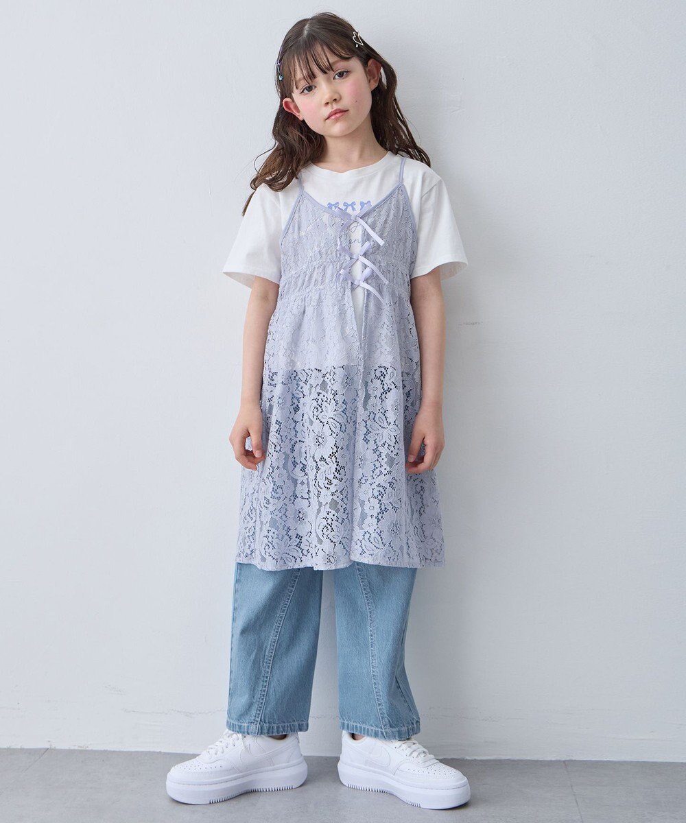 ANY KIDS 【2点セット】Tシャツ×レース キャミソールチュニック 