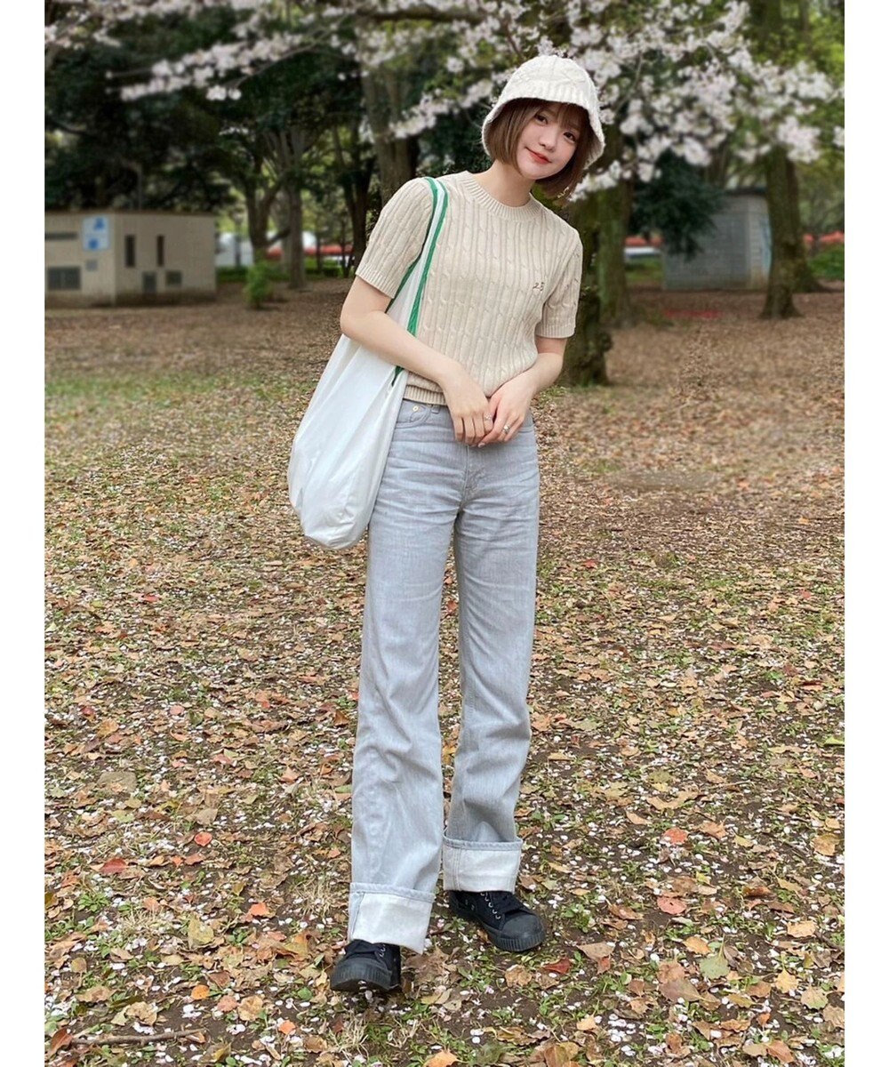 Green Parks ケーブル半袖ニット 