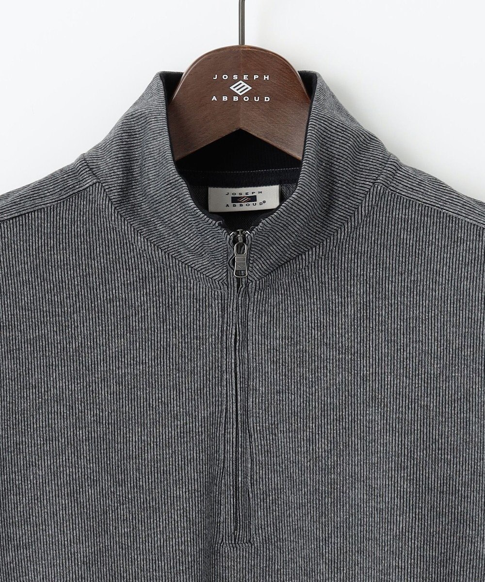 JOSEPH ABBOUD 【保温性/軽量り/ジャパンファブリック】ストライプジャカードジップ  プルオーバー 