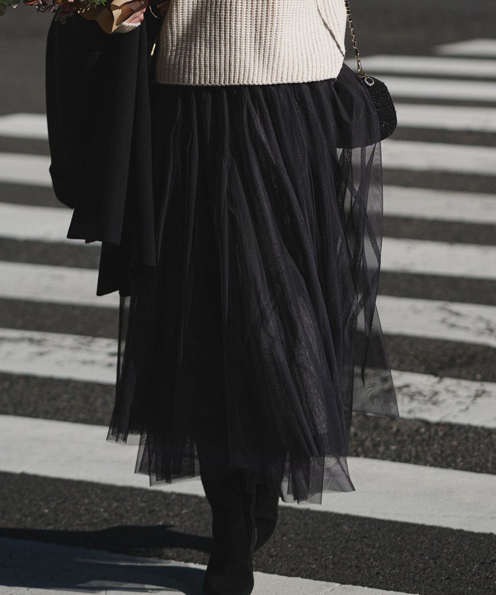 23区 【洗える】レイヤード チュール スカート 
