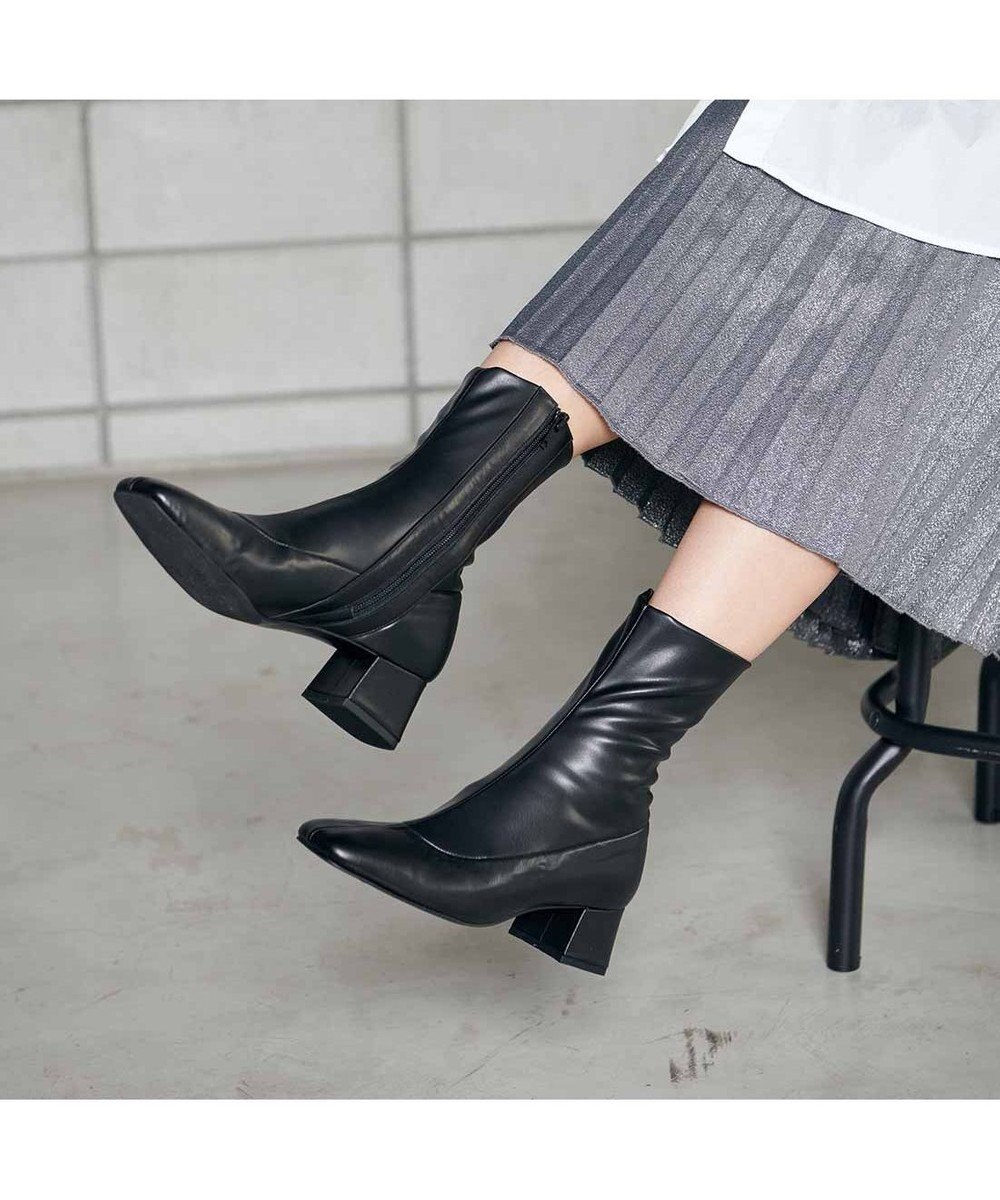 MODE ET JACOMO <MODE ET JACOMO>スクエアトゥストレッチショートブーツ 