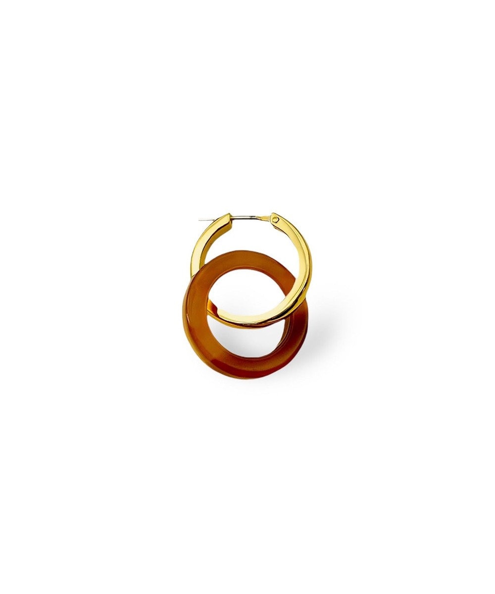 susui 〈ブランド定番〉【hoop replacement charm】フープピアス M (ゴールドミラー)_片耳 ブラウン