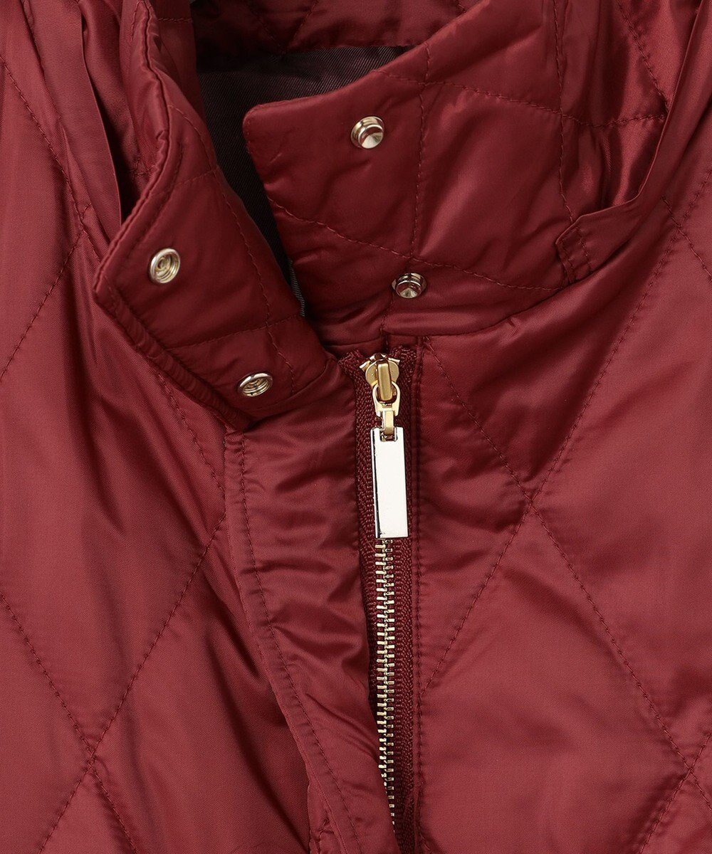 自由区 L 【洗える】ブライトキルト フード付きコート 