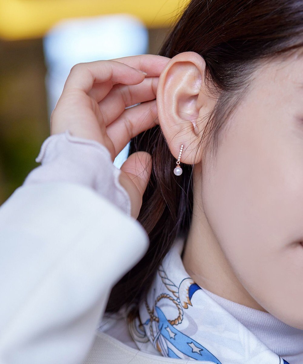 Tiaclasse 【金属アレルギー対応・養殖パール】ストーンバー＆パールピアス 