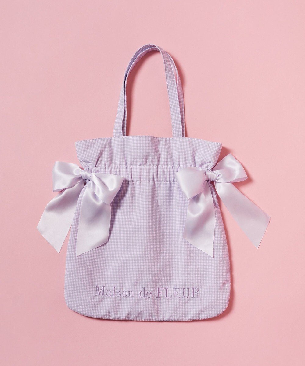 Maison de FLEUR ギンガムチェックダブルリボントートバッグ 