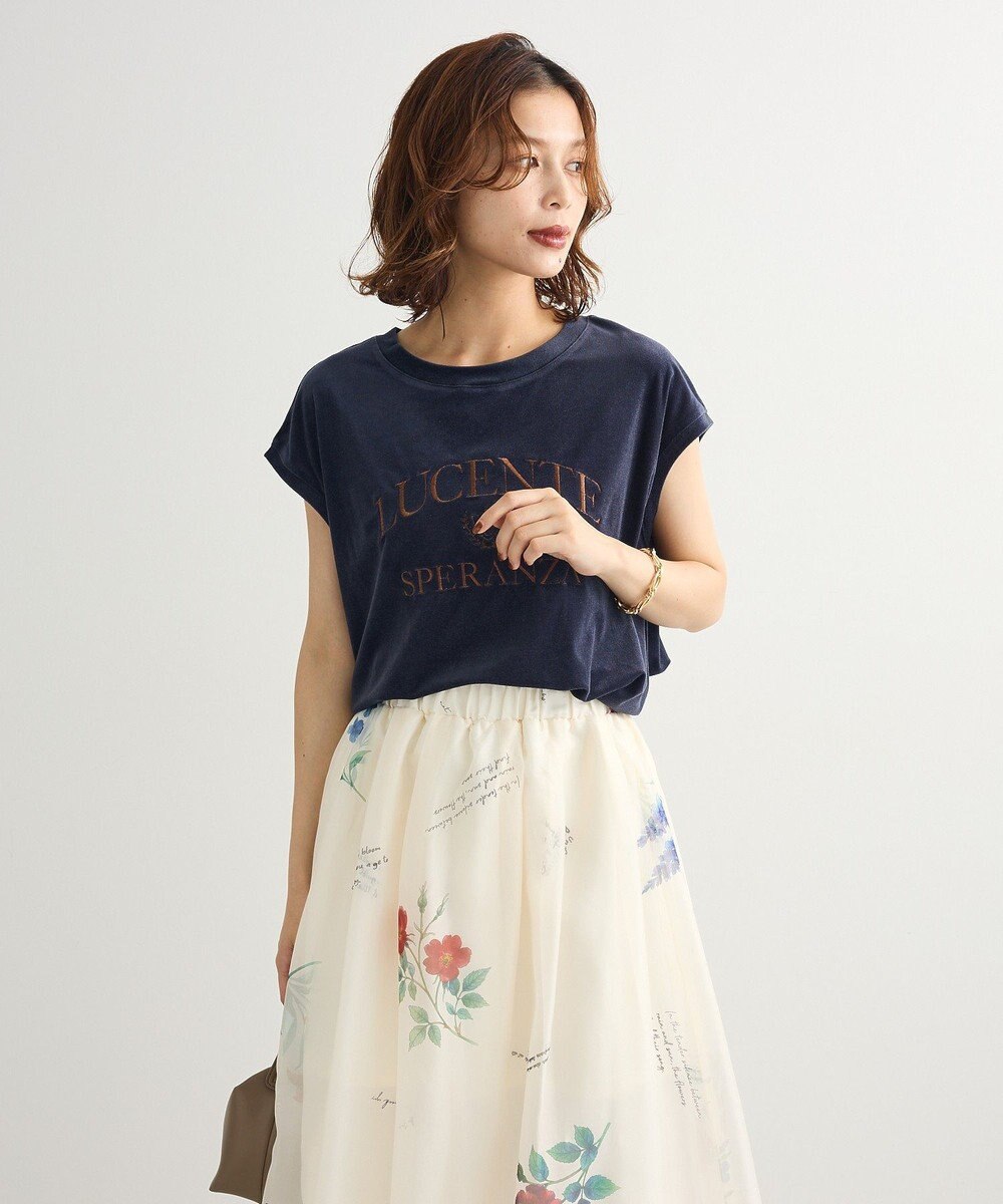 Green Parks ベロアロゴフレンチスリーブチュニック 