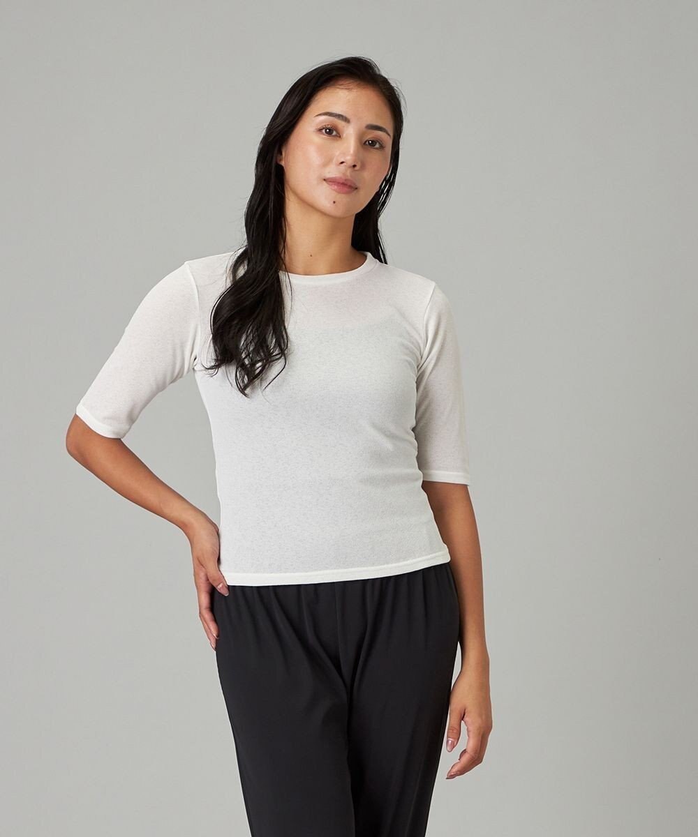 Chacott シアーワッフルハーフスリーブTシャツ 