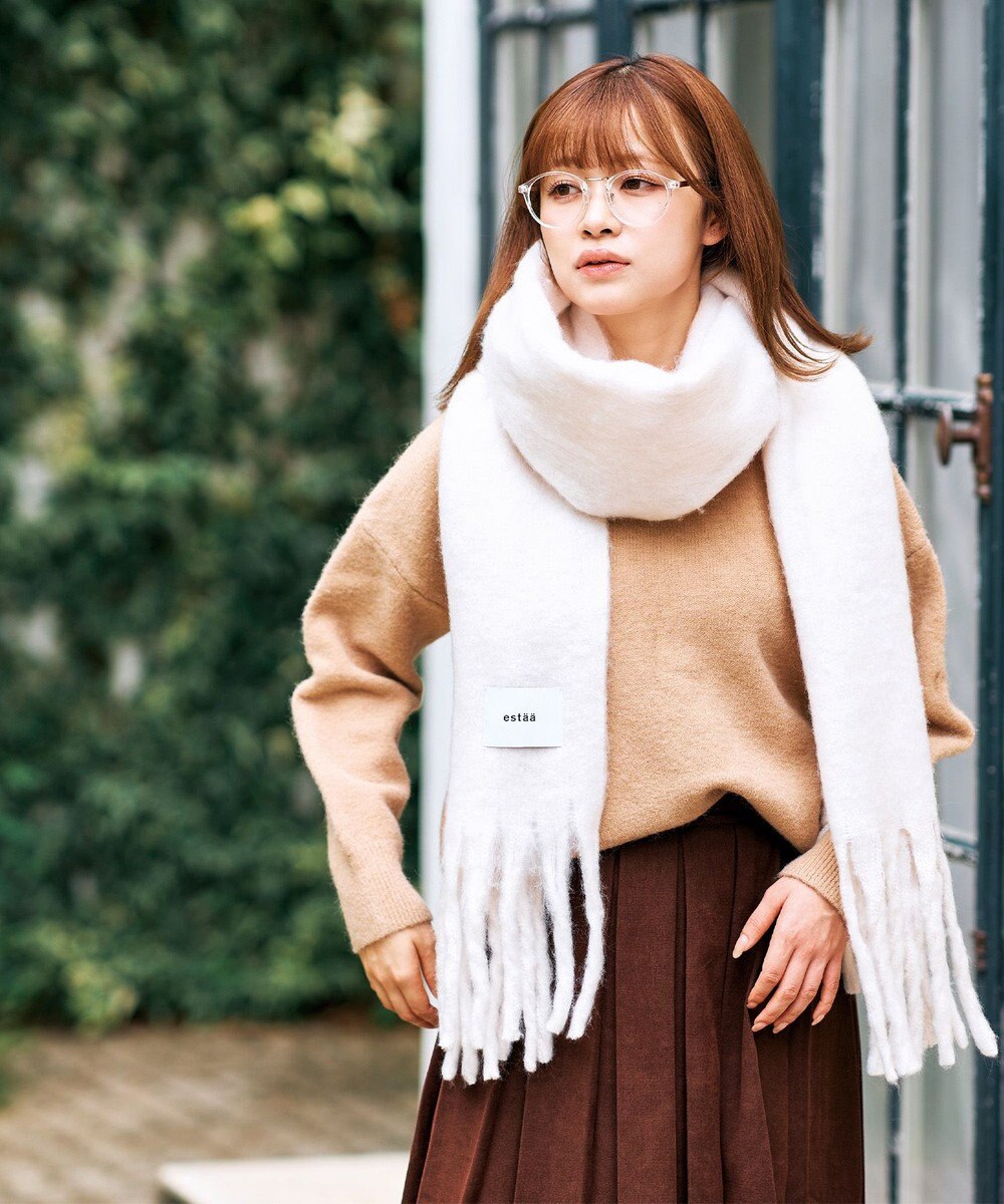 MOONBAT 【美人百花2月号/CanCam/andGIRL掲載】洗える ボリュームマフラー ソフトプレーン 幅40cm 