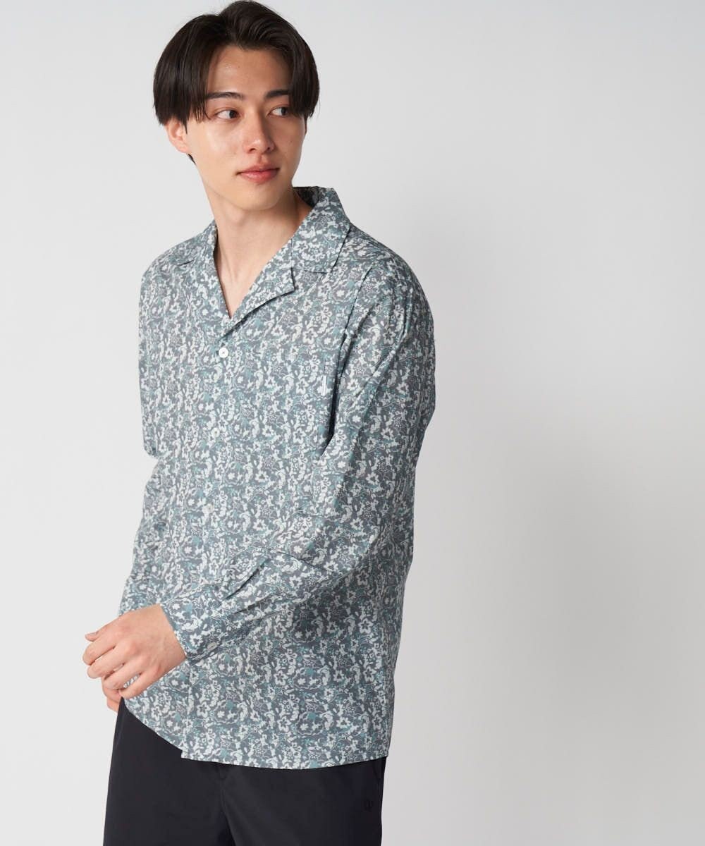 OP／FILA 【Ocean Pacific】プリント長袖オープンネックシャツ 