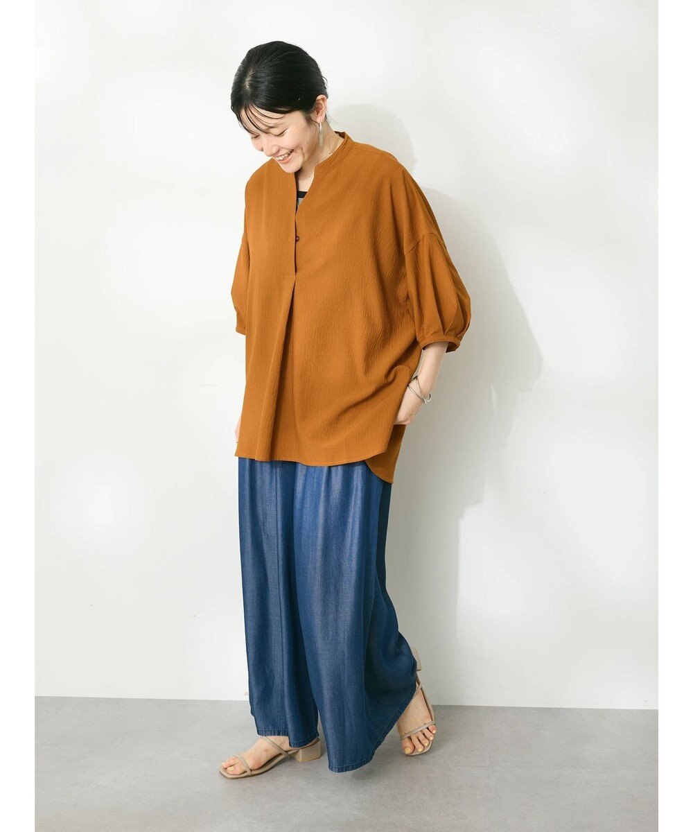 CRAFT STANDARD BOUTIQUE バンドカラーバックタック５分袖ブラウス 