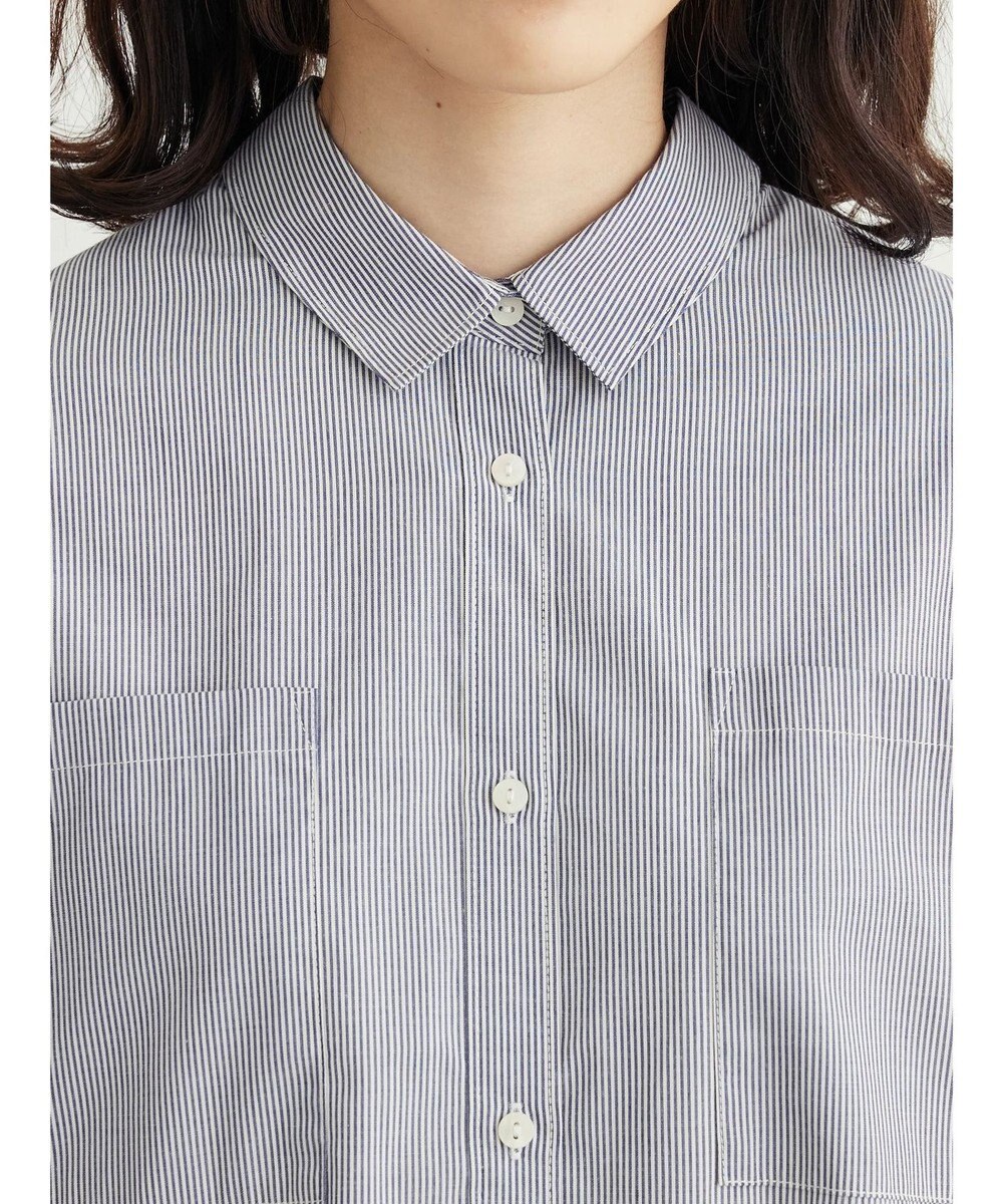 Green Parks 胸元ポケットイージーケアストライプシャツ 