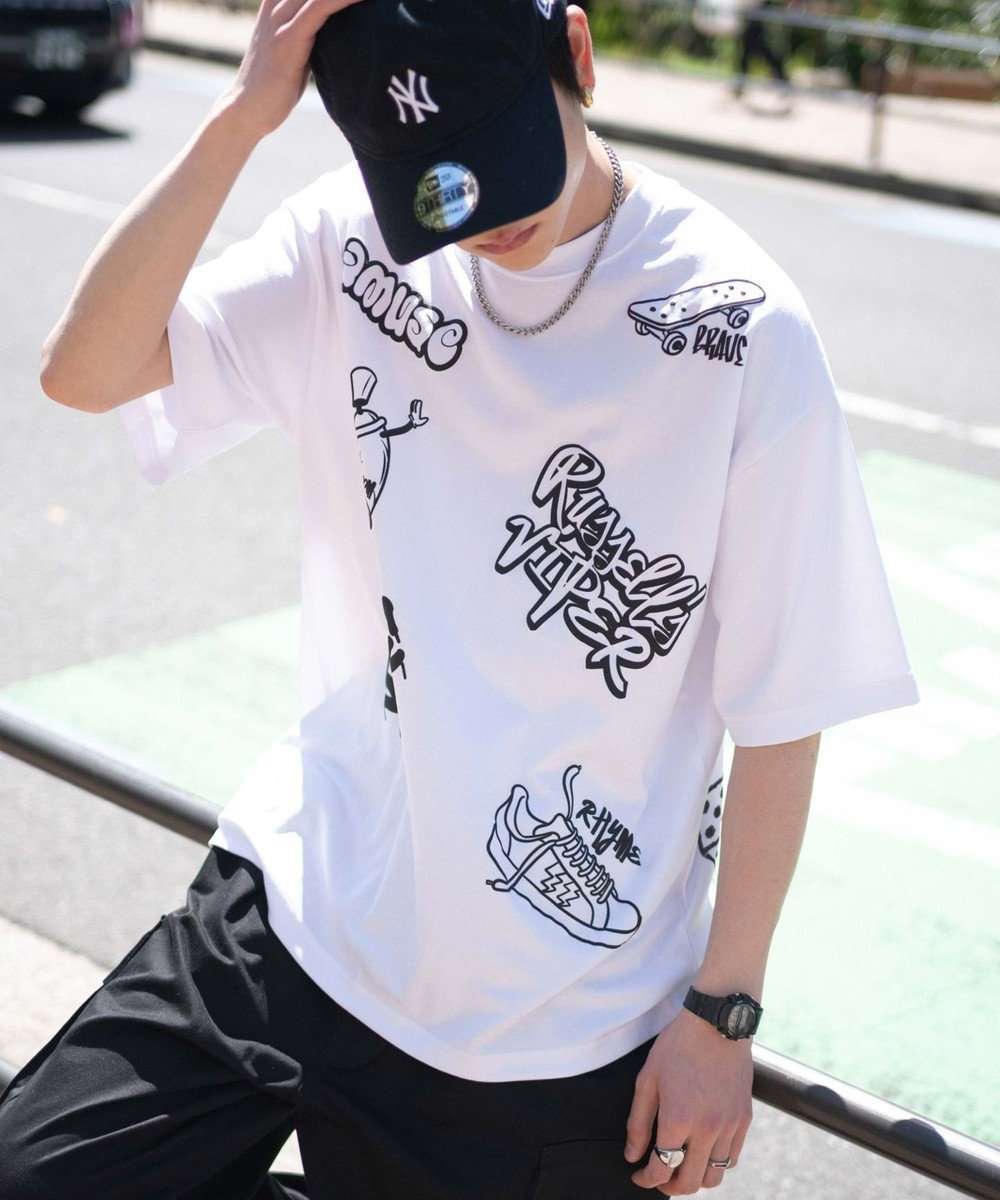 WEGO アクセ付きラフガキグラフィックT（SS） 