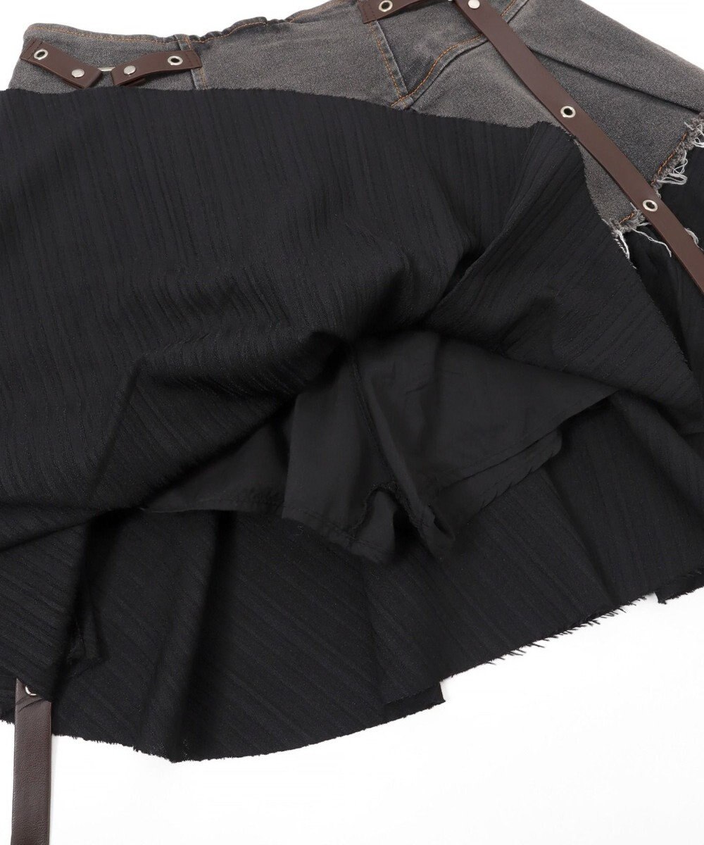 WEGO イレギュラーヘムデニムスカパン 