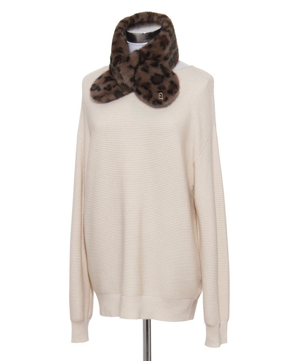 MOONBAT FURLA（フルラ）プチリボンマフラー  アーチロゴ フェイクファー 