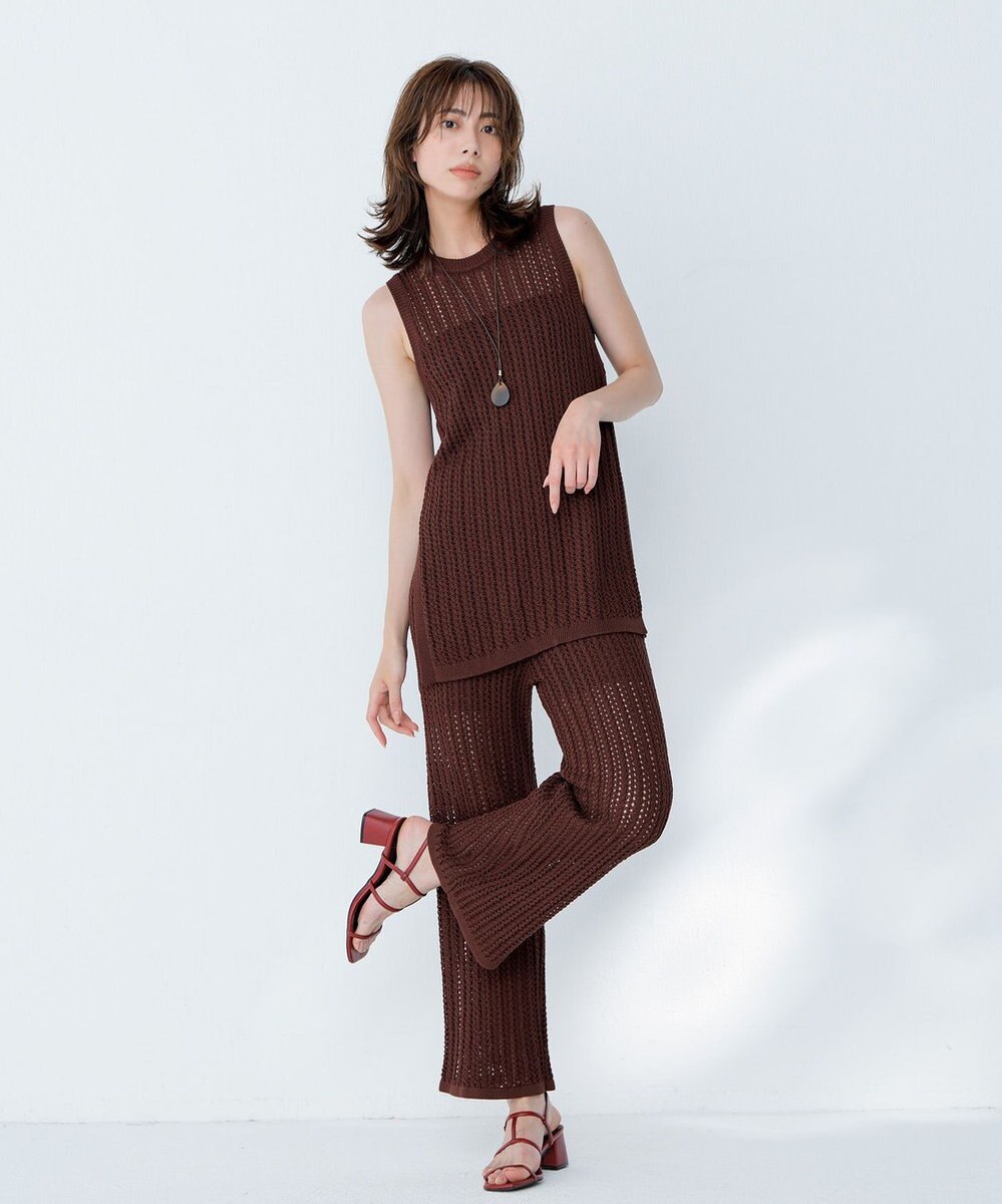 uncrave シースルーケーブルニット ノースリーブトップス 