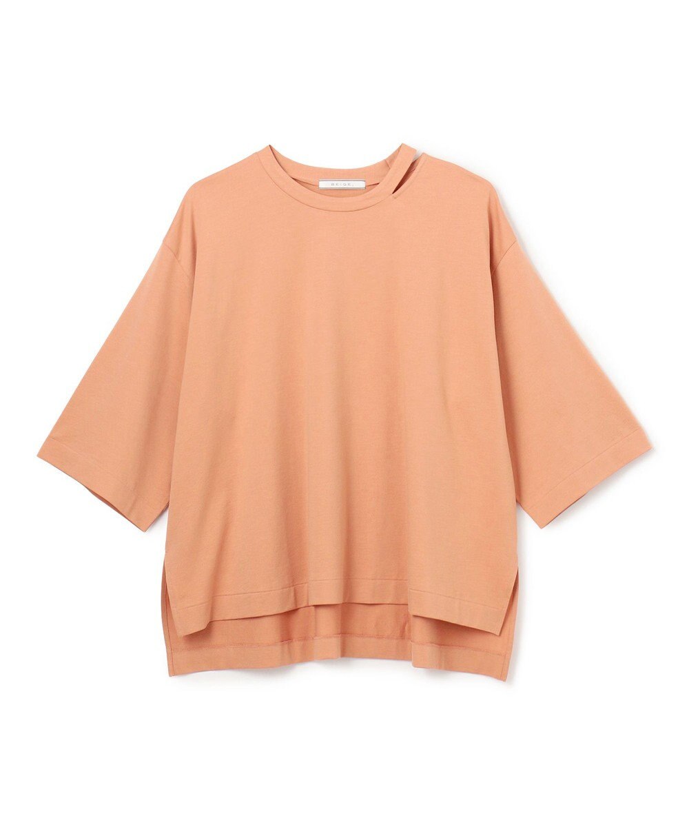 BEIGE， 【洗える・GLOW ８月号掲載】S.BABILA / スリットネックオーバーサイズTシャツ 