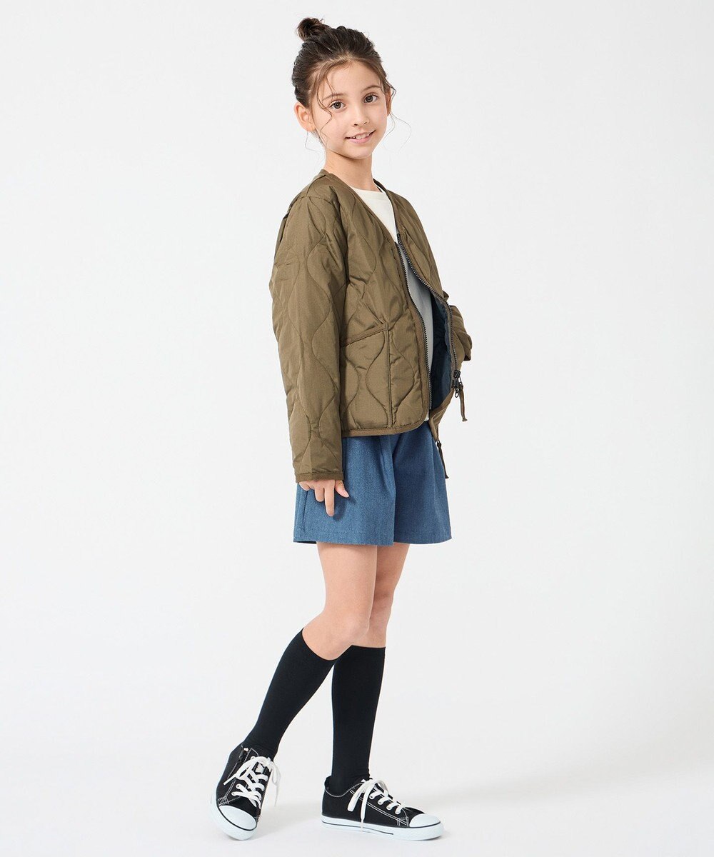 UNFILO 【120-150cm】TAION ミリタリーZIP Vネック ダウンジャケット(UNISEX) 