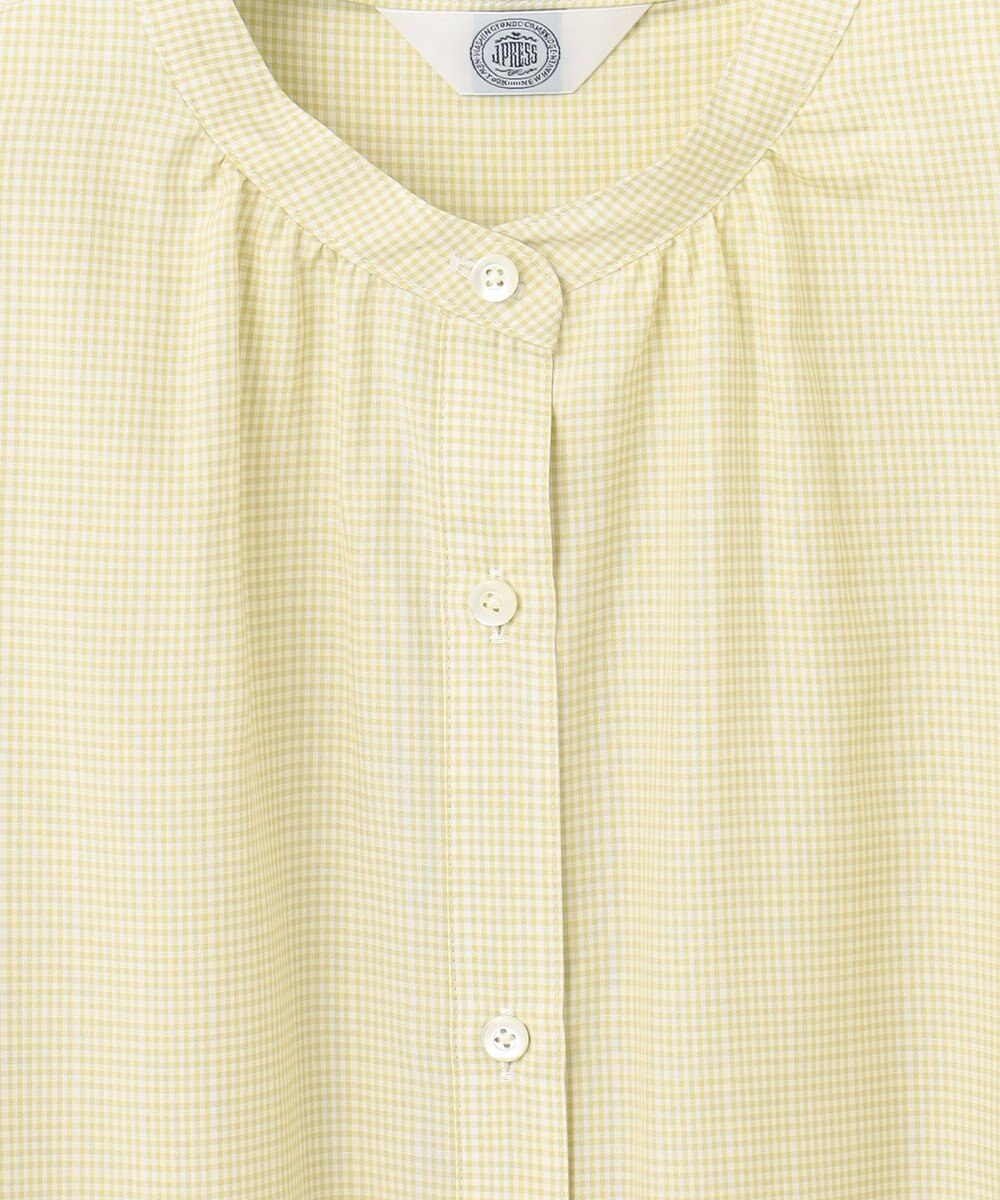 J.PRESS LADIES L 【洗える】セルロース チェック バンドカラー ブラウス 