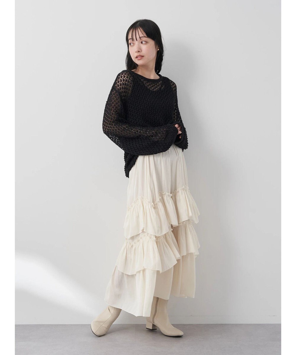 earth music&ecology メッシュ編みニットプルオーバー 