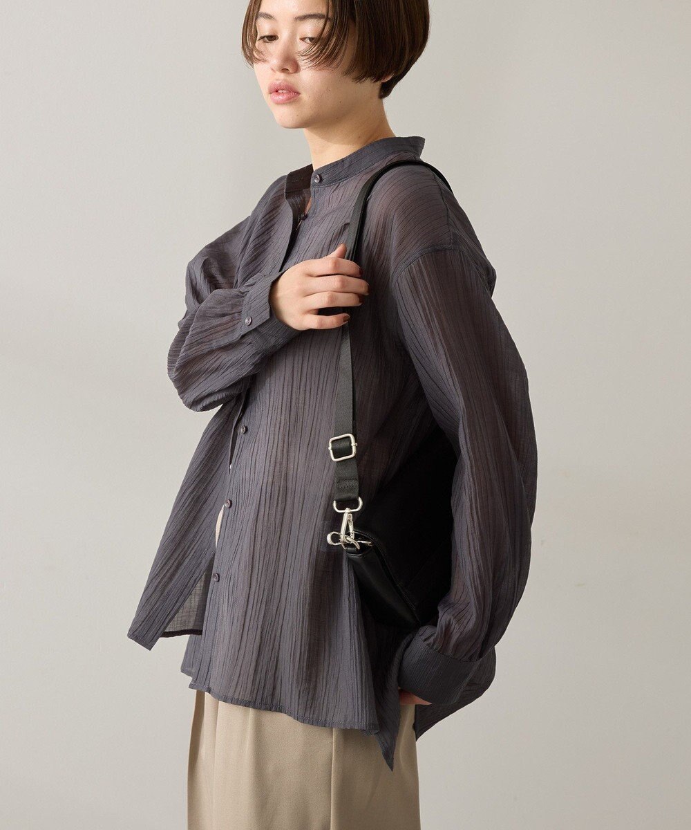 AMERICAN HOLIC 楊柳シアーバンドカラーシャツ 