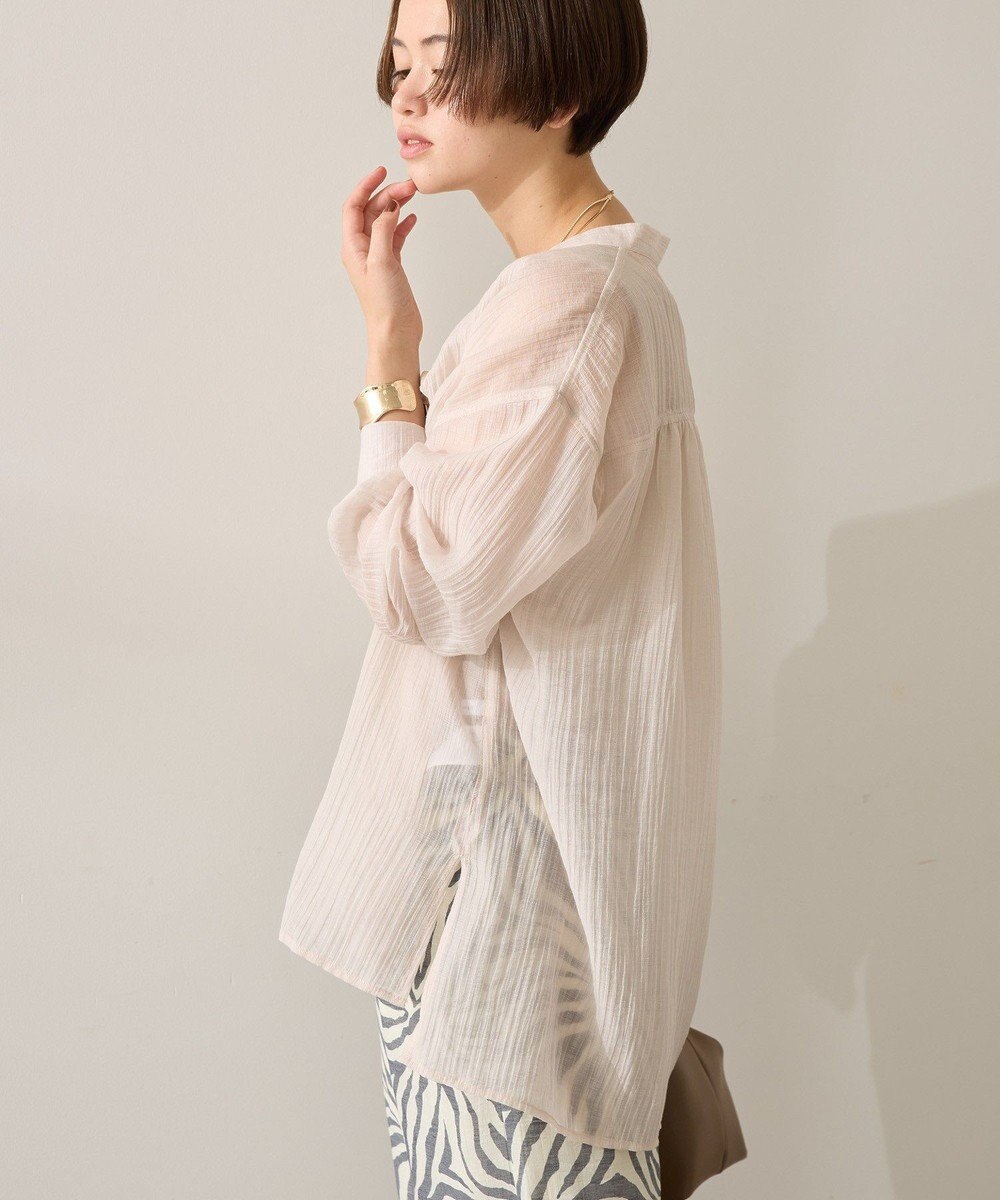 AMERICAN HOLIC 楊柳シアーバンドカラーシャツ 