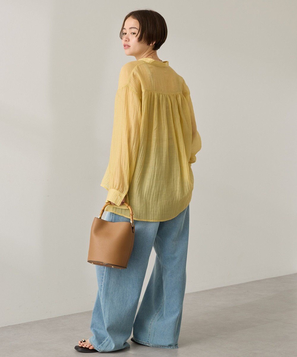 AMERICAN HOLIC 楊柳シアーバンドカラーシャツ 