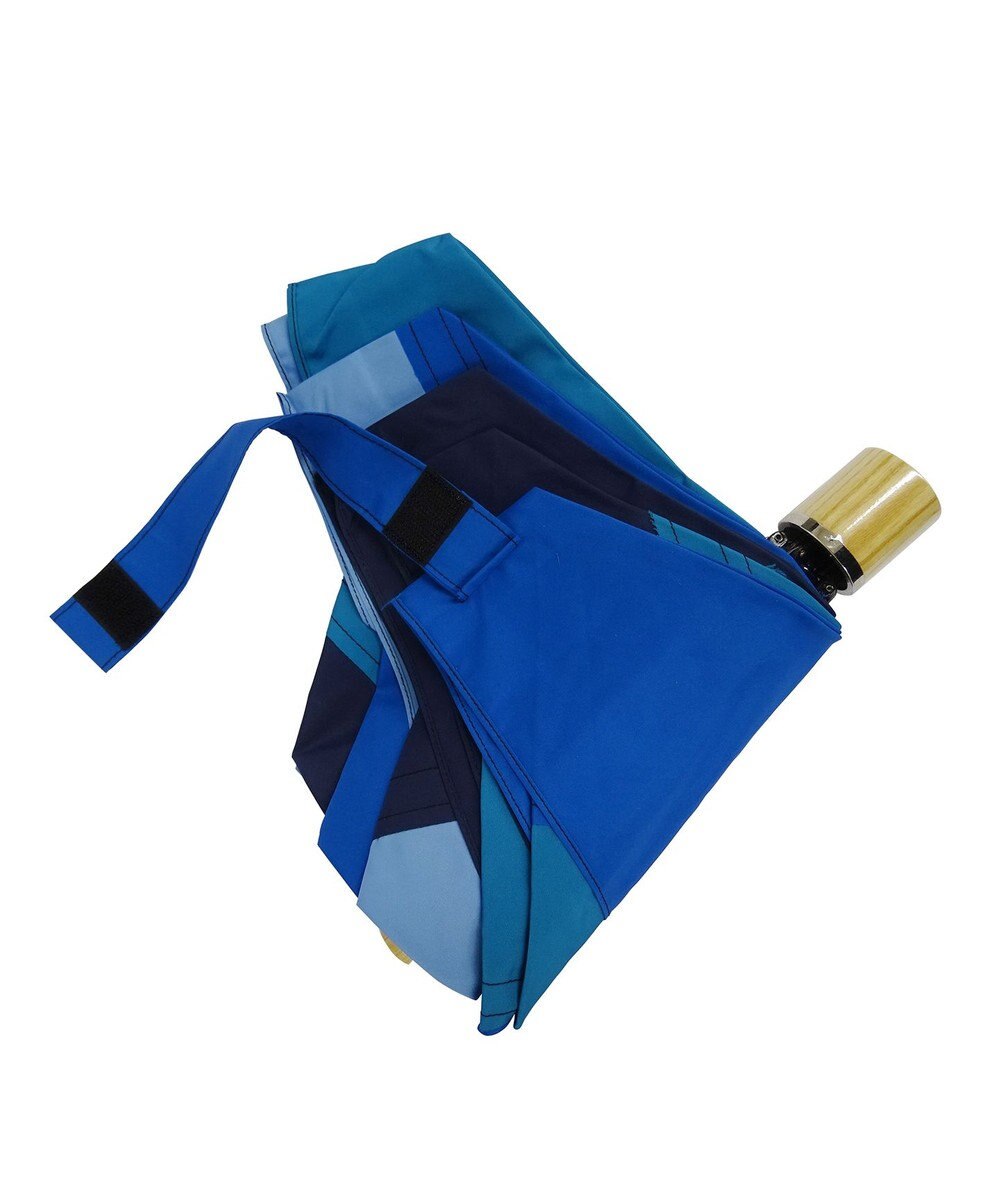 +RING 【限定/日本製】レディース向け パッチワーク プラスリング 折傘50cm BLU SR318 