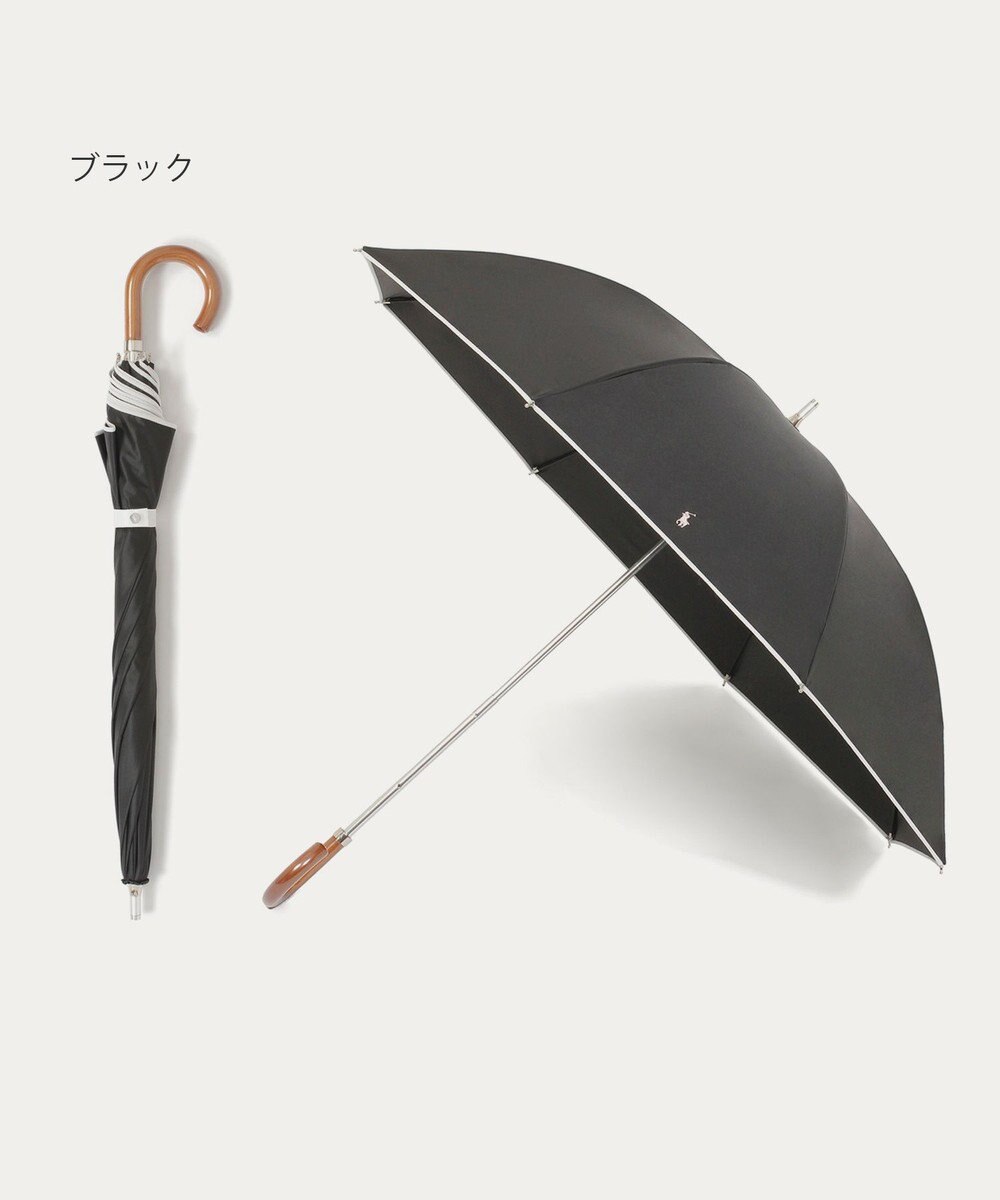 MOONBAT 【WEB限定/遮光率100%/遮熱/UV】POLO RALPH LAUREN（ポロ ラルフローレン）晴雨兼用日傘 無地 オーバーロック刺繍 長傘 
