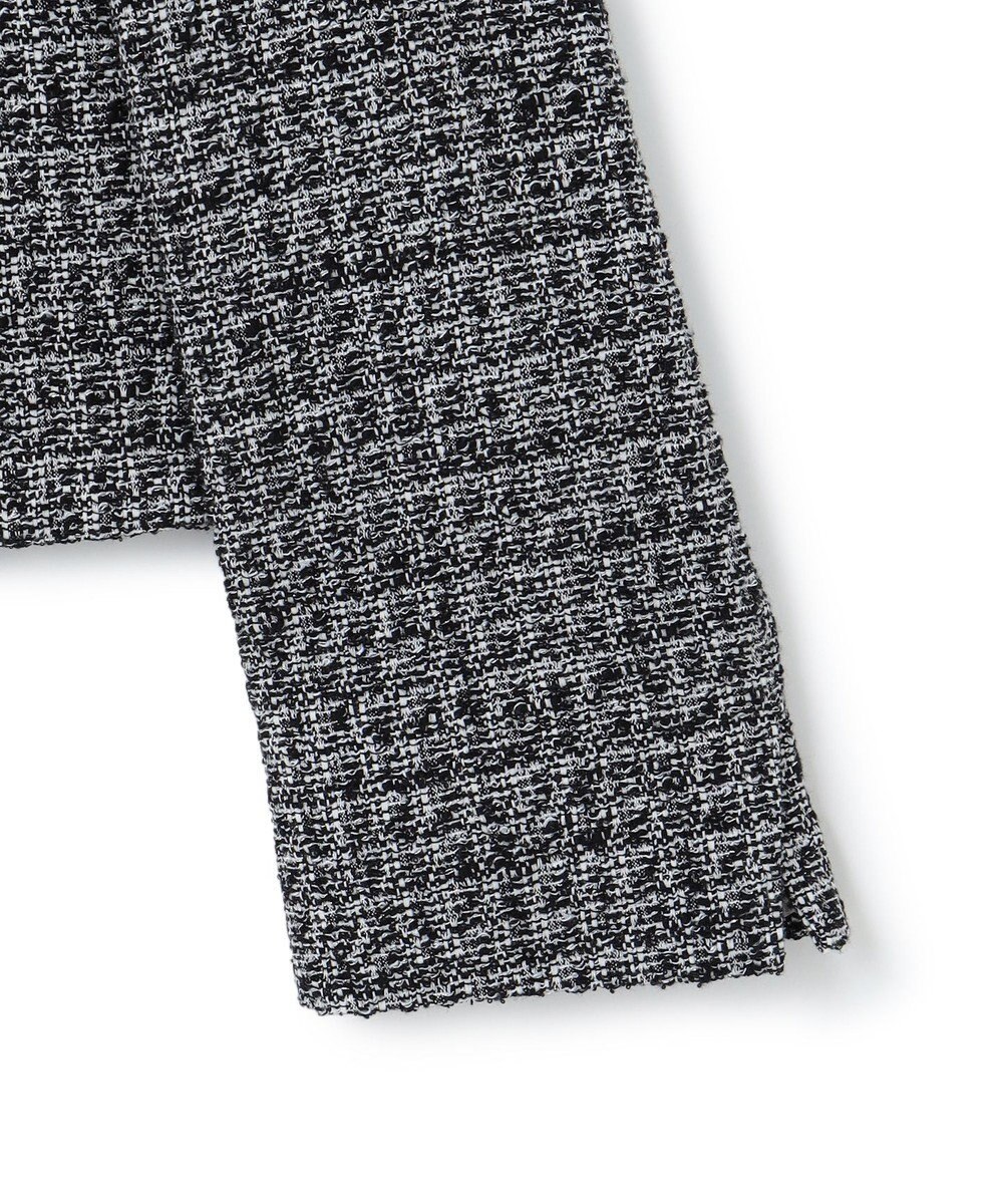 23区 【セットアップ対応】シャインツイードストレッチ ノーカラー ジャケット 