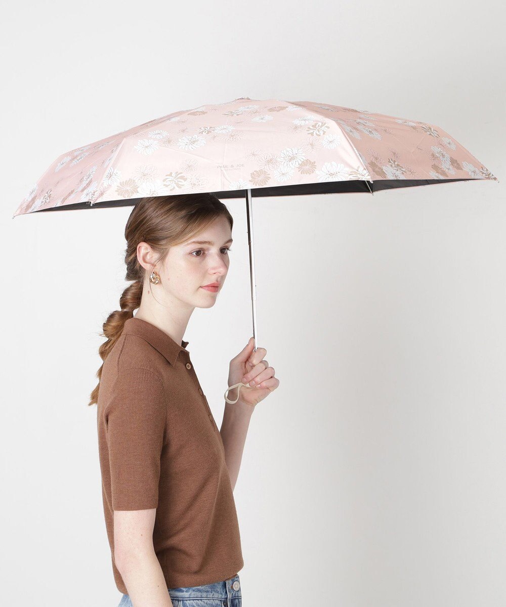 MOONBAT 【一級遮光/コンパクト】PAUL & JOE 晴雨兼用 日傘 折りたたみ日傘 軽量 総柄クリザンテーム 遮熱 UV 