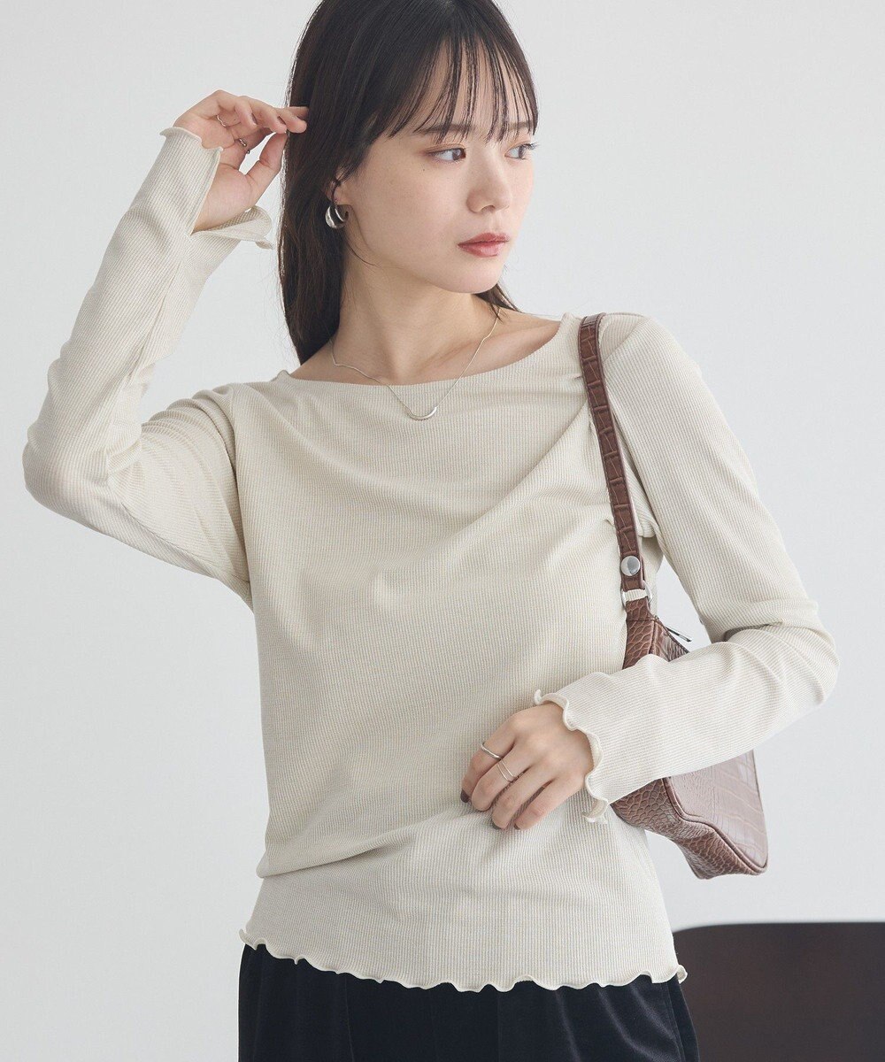 earth music&ecology ラメテレコボートネックプルオーバー 