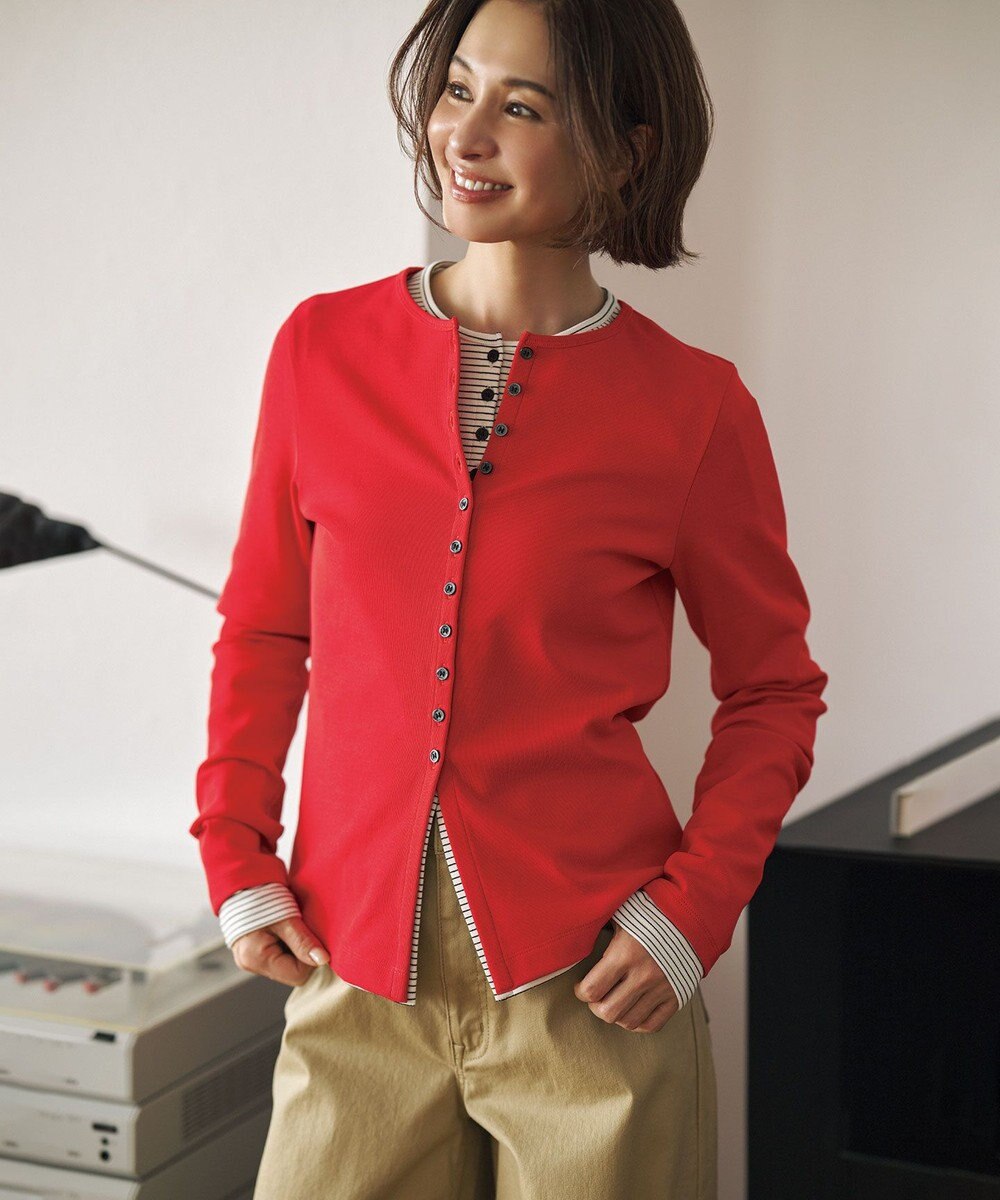 UNFILO ドライタッチリブ カーディガン 