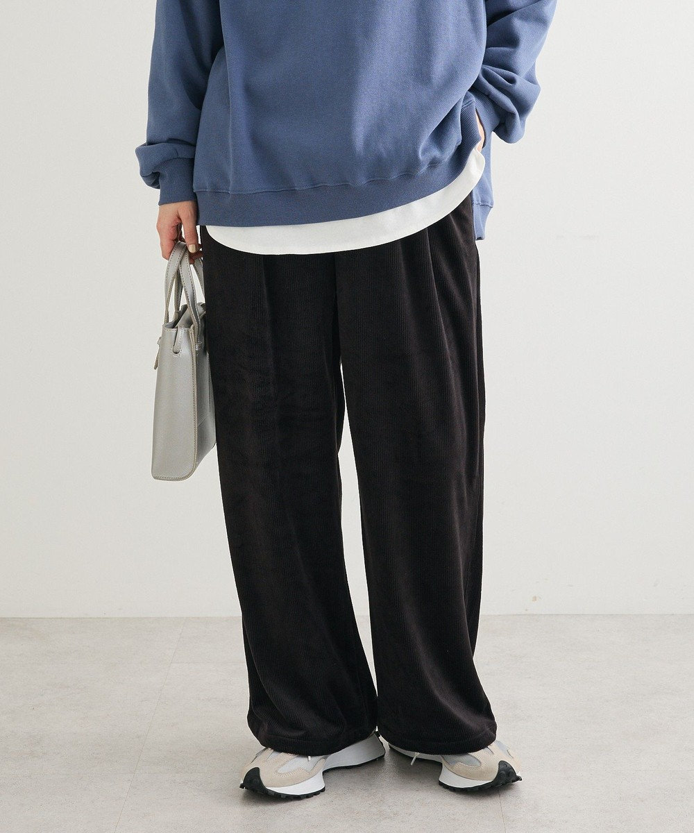 Green Parks ぽかぽか裏起毛ベロアイージーパンツ 