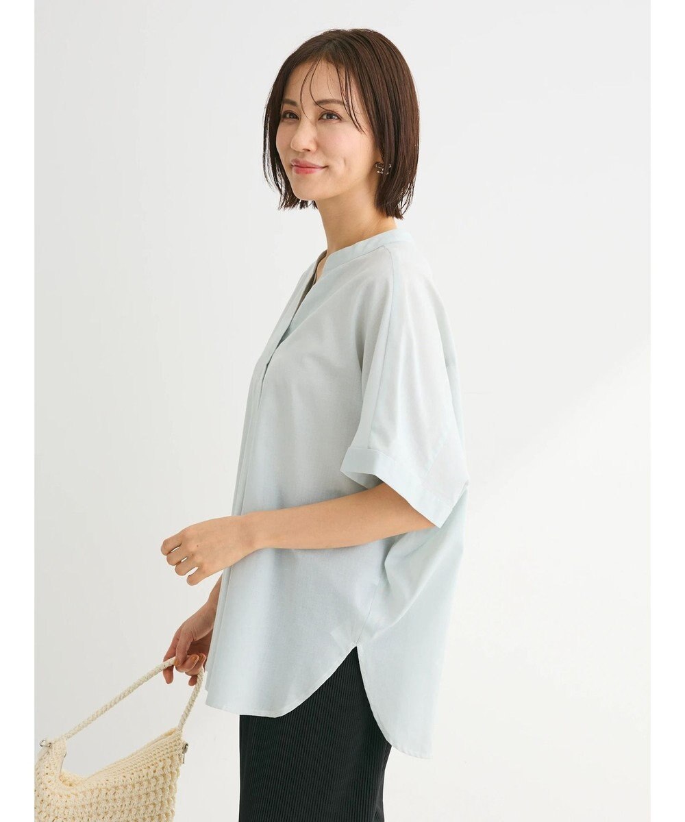 Green Parks 綿麻混フレンチスリーブスキッパーシャツ 