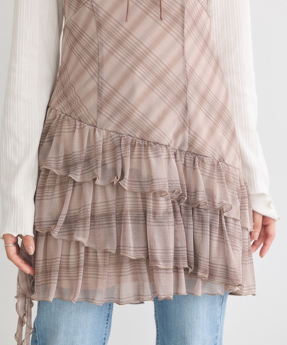 earth music&ecology フロントリボンチェックミニキャミワンピース 