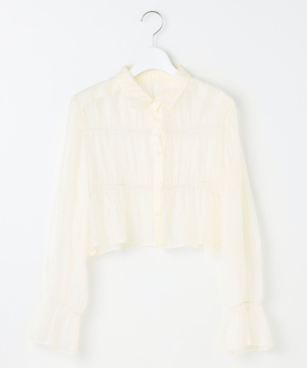 Feroux 【洗える】シャーリングシアー シャツ 