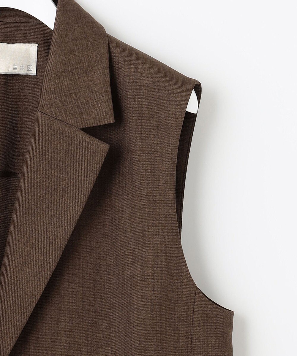 自由区 【接触冷感・速乾・UVカット・撥水・防シワ】リネンライクツイル ミドル丈ジレ 