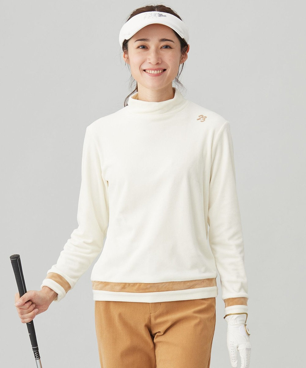 23区GOLF 【WOMEN】ベロア モックネック ホワイト系