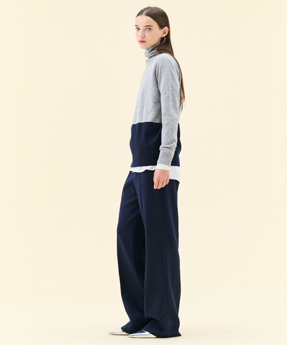 BEIGE， 【WEB限定・洗える】DEMING / バイカラーウールタートルネックニット 